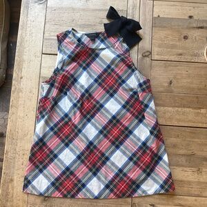 Holiday plaid J Crew party top with bow